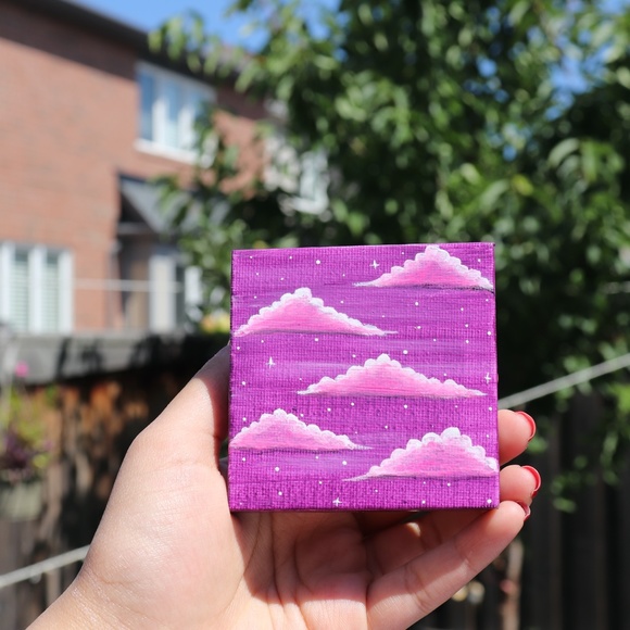 Handmade 3x3inch Mini Canvas & a free wood easal - Picture 3 of 4